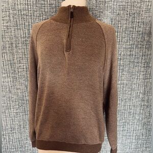 Tahari Men's Zip Up Brown Sweater